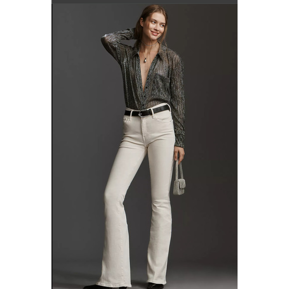 NWT MOTHER The Weekender Mid-Rise Flare Jeans - 34 waist - Picture 1 of 6